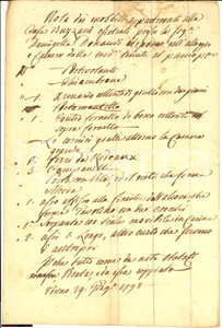 Documento originale, autentico 1790 FOSSANO CN Mobili nel palazzo dei nobili BUZZANI 1