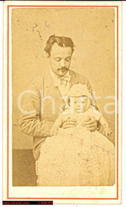 Fotografia d epoca originale 1870 TORINO Giuseppe ASINARI DI SAN MARZANO con figlio in fasce RARA 1