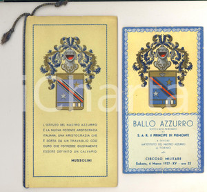 Oggetto da collezione cartaceo 1937 TORINO ISTITUTO DEL NASTRO AZZURRO Libretto soci con calendario e invito 1