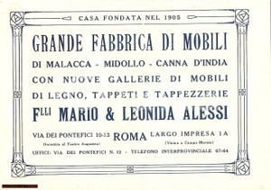Materiale pubblicitario d’epoca 1930 circa ROMA Catalogo mobili Mario & Leonida ALESSI 32 pagine 1