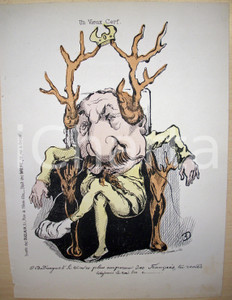 Stampa, bozzetto originale 1870 Caricatura NAPOLEONE III Un vieux cerf Ill. ED 1