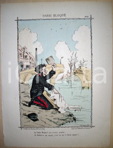 Stampa, bozzetto originale 1871 Caricatura PARIS BLOQUE  Illustr. Faustin BETBEDER 1