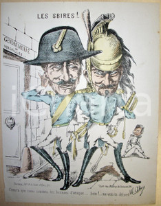 Stampa, bozzetto originale 1871 Caricatura Les sbires de VERSAILLES Ill. W. ALEXIS 1