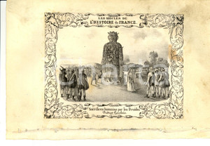 Stampa, bozzetto originale 1840 HISTOIRE FRANCE Sacrifices humains par les DRUIDES 1