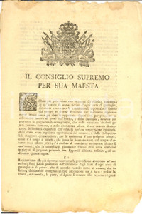 Documento originale, autentico 1800 TORINO Regio Editto   prevenzione della carestia 1