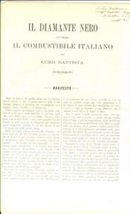 Documento originale, autentico 1868 FIRENZE Luigi BATTISTA Il diamante nero Manifesto con AUTOGRAFO 1