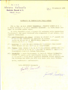 Manoscritto, lettera originale 1956 PORTO TOLLE Società METANO VALLESELLA Umberto TUSETTI Perforazione pozzi 1