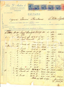 Documento originale, autentico 1928 PORDENONE Lino D ANDREA Commercio legnami e materialiFattura intestata 1