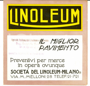 Materiale pubblicitario d’epoca 1940ca MILANO Via M.Melloni Società del Linoleum  Il miglior pavimento 1
