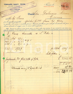 Documento originale, autentico 1924 TORINO Società Anonima TONNARE SANTI PETRI Fattura per tonnetto 1