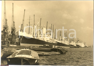 Fotografia d'epoca originale 1950 Porto Londra, Royal Albert Dock, navi generl cargo 1