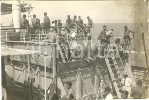 Fotografia d'epoca originale 1934 Nave SATURNIA Crociera UNIVERSITARI FASCISTI *Foto 21 x 31 1