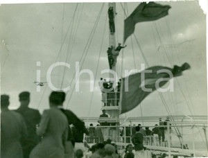 Fotografia d epoca originale 1934 AVIAZIONE Ugo Veniero D ANNUNZIO vola su M/N SATURNIA Foto DANNEGGIATA 1