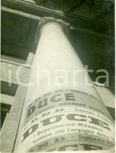 Fotografia d epoca originale 1934 MILANO Manifesti O.N.D. in onore visita del DUCE FOTOGRAFIA 1