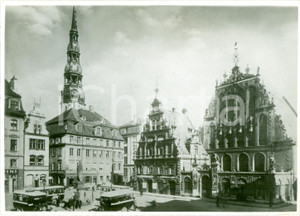 Fotografia d epoca originale 1938 RIGA LETTONIA Tram in Piazza del Mercato dopo ingresso OKW Fotografia 1