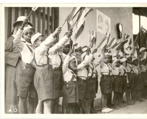 Fotografia d epoca originale 1936 ADDIS ABEBA A.O.I. Bambini della GIOVENTU  ETIOPICA DEL LITTORIO Foto 1