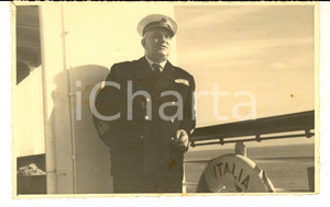 Fotografia d epoca originale 1944 HOME LINES M.V. ITALIA Comandante Ugo CHINCA sul ponte Foto 13x9 cm 1