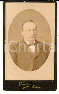 Fotografia d epoca originale 1870 ca LE MANS F Ritratto di gentiluomo con cravattino Foto GUSTAVE CDV 1