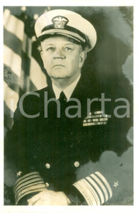Fotografia d epoca originale 1945 ca USA Ammiraglio William Morrow FECHTELER Fotografia DANNEGGIATA 1