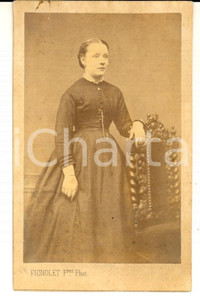 Fotografia d epoca originale 1870 ca PARIS Portrait de jeune femme en robe noire Photo PIGNOLET CDV 1