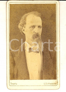 Fotografia d epoca originale 1870 ca TRENTO Ritratto di intellettuale Foto G. B. ALTADONNA CDV 1