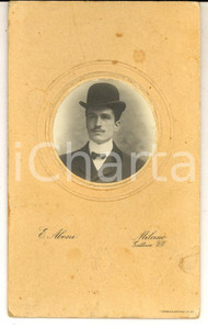 Fotografia d epoca originale 1910 ca MILANO Giovane uomo con la bombetta Fotografia Enrico ABENI 9x14 1