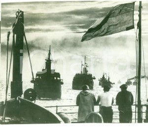 Fotografia d epoca originale 1939 GUERRA NAVALE WWII Convoglio navi britanniche in navigazione Fotografia 1