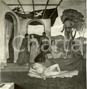 Fotografia d epoca originale 1936 MILANO Libreria Arte TRIENNALE  Affresco Giovanni BRANCACCIO Fotografia 1