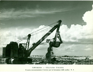 Fotografia d epoca originale 1940 ca TORVISCOSA UD Gru meccaniche scavano scoline Fotografia 1