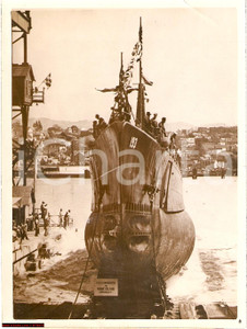 Fotografia d epoca originale 1939 MARE ISLAND, CALIFORNIA USA Varo del sottomarino USS SWORDFISH Fotografia 1