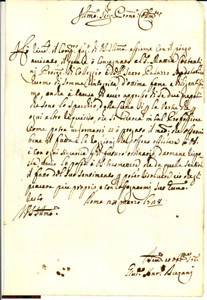 Manoscritto, lettera originale 1728 ROMA Sacro Palazzo Apostolico COSTANTINI mediatore 1