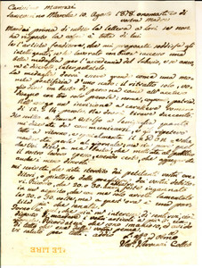 Autografo originale 1878 SANSEVERINO MARCHE Severino SERVANZI COLLIO commissiona medaglia Autografo 1