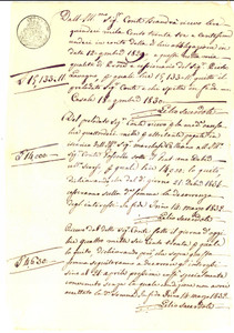 Documento originale, autentico 1832 TRINO VC Versamenti conte BIANDRA  DI REAGLIE al sacerdote GILIO 1