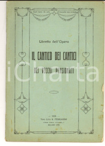 Oggetto da collezione cartaceo 1925 COMO FASCISMO Il cantico dei cantici dei vecchi pensionati Libretto RARO 1