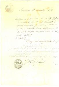 Documento originale, autentico 1853 SAN SEVERINO MARCHE MC Sana costituzione Raffaele MAROZZI Panagio MASINI 1