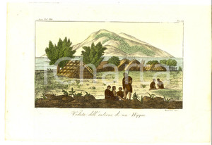 Stampa, bozzetto originale 1830 ca FERRARIO COSTUME ASIA Veduta dell interno di un hippac Inc. BERNIERI 1