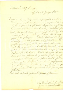 Manoscritto, lettera originale 1858 SPOLETO PG Minacce di Giovanni MARTINELLI su pendenze ereditÃ  COLONNESI 1