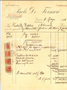 Documento originale, autentico 1926 GENOVA Ditta Paolo DE FORNARI Fattura intestata per bidoni di olio 1