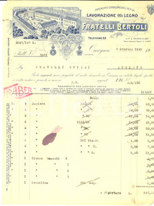 Documento originale, autentico 1929 OMEGNA VB Ditta FRATELLI BERTOLI lavorazione del legno Fattura intestata 1