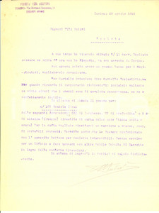 Documento originale, autentico 1922 TORINO Pier Agostino PODESTA  su una fornitura di scatole IDEAL Lettera 1