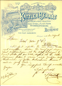 Documento originale, autentico 1901 BUDAPEST KATTLER BERNAT Cappelli di paglie a feltro Lettera commerciale 1