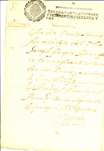 Documento originale, autentico 1671 CUENCA ESPANA  Carta di notifica a Joseph GARZIA Manoscritto 1
