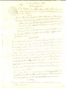 Documento originale, autentico 1859 ROCCA IMPERIALE Lite contadino Domenico LEO vs massaro Pasquale PESSIONE 1