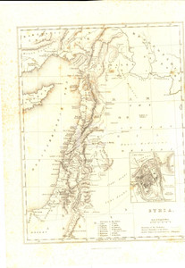 Stampa, bozzetto originale 1841 SIRIA Mappa inc. R. R. DAVIES ed. FISHER SON & C. 20x30 cm 1
