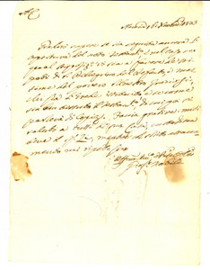 Manoscritto, lettera originale 1803 NORCIA PG Giuseppe NOBILI chiede notizie su un legato testamentario 1