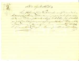 Documento originale, autentico 1866 FIRENZE Chiesa SAN FELICE IN PIAZZA Ricevuta per triduo ad Andrea AGOSTINI 1