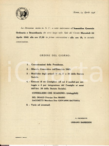 Documento originale, autentico 1946 ROMA Assemblea straordinaria CIRCOLO DELLA CACCIA 1