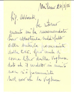 Autografo originale 1956 CALCIO VOGHERESE Giocatore Franco NOBILE litiga con la societÃ  Autografo 1