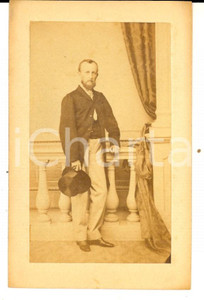 Fotografia d epoca originale 1870 ca VIENNA Ritratto di uomo con il cilindro Fotografia KREBESZ 1