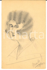 Cartolina originale da collezione 1920 ca FRANCIA Ritratto di donna Cartolina ARTISTICA DISEGNATA A MANO 1